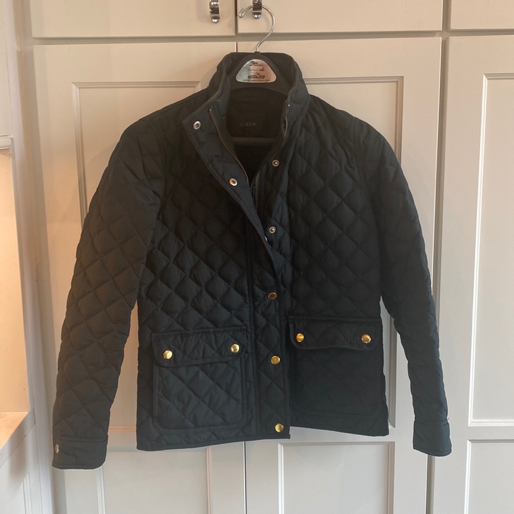 J Crew Hunter Green Quilted Jacket P XS